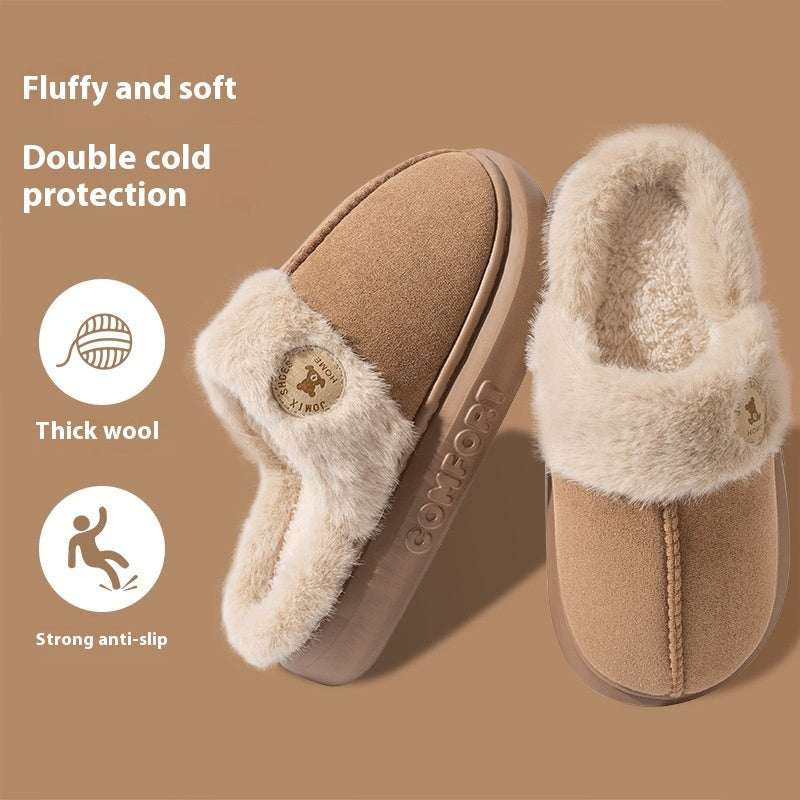 New Plush Slippers For Women Men Winter Warm Home Slipper Indoor Thick-soled Fleece Shoes